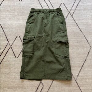 Aritzia (TNA Brand) Olive Green Midi Cargo Skirt